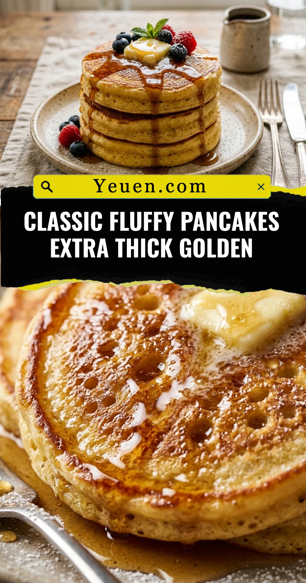 Classic Fluffy Pancakes Extra Thick Golden