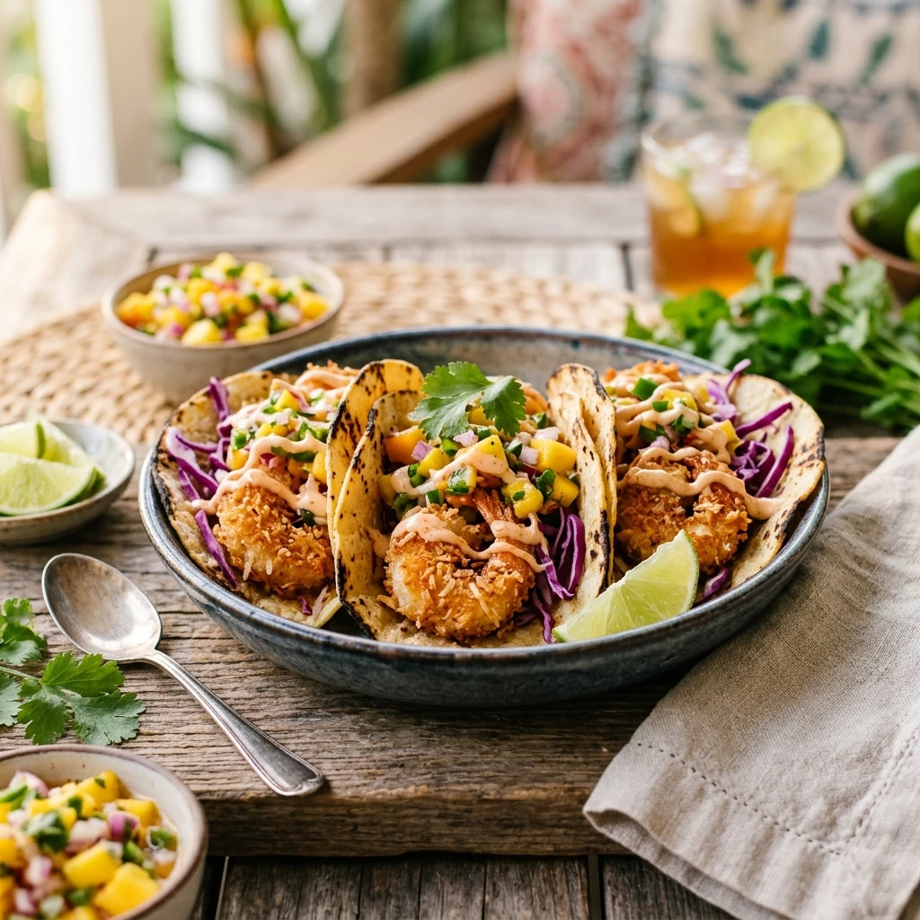 Coconut Shrimp Tacos Easy 20 Minute Seafood Ultimate Recipe Tropical