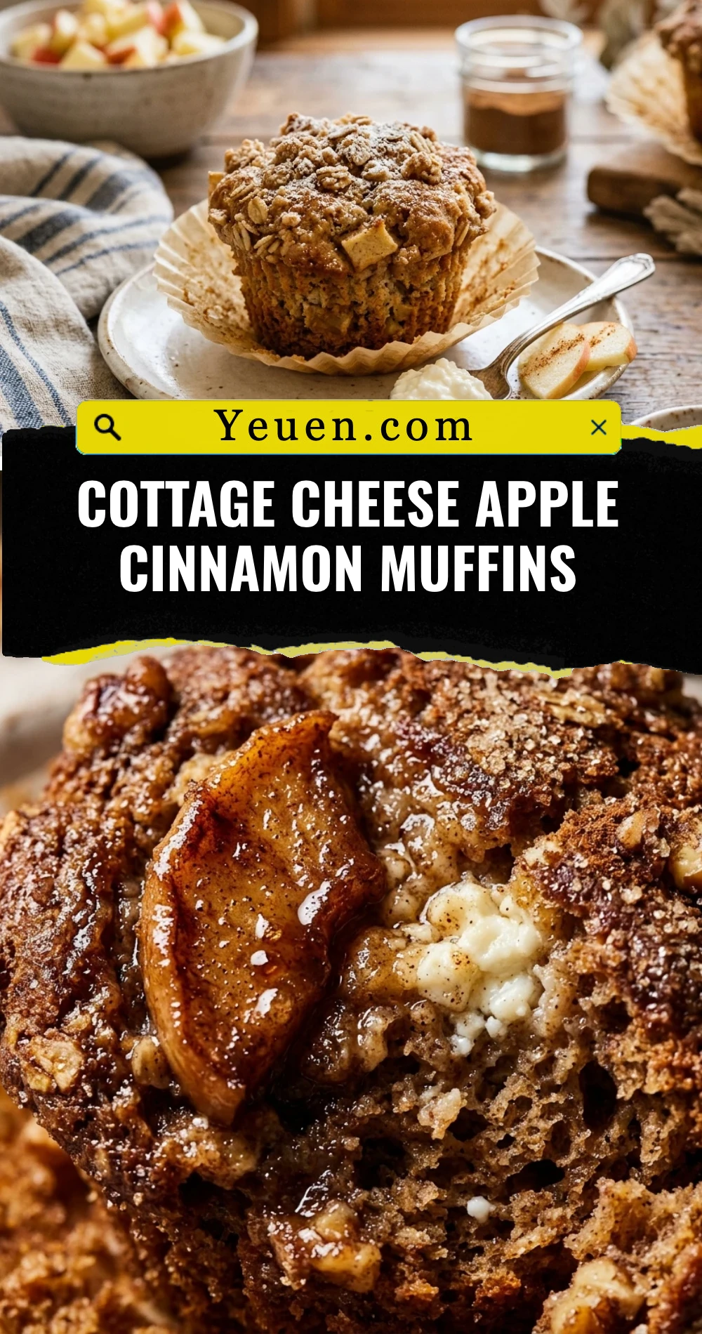 Cottage Cheese Apple Cinnamon Muffins