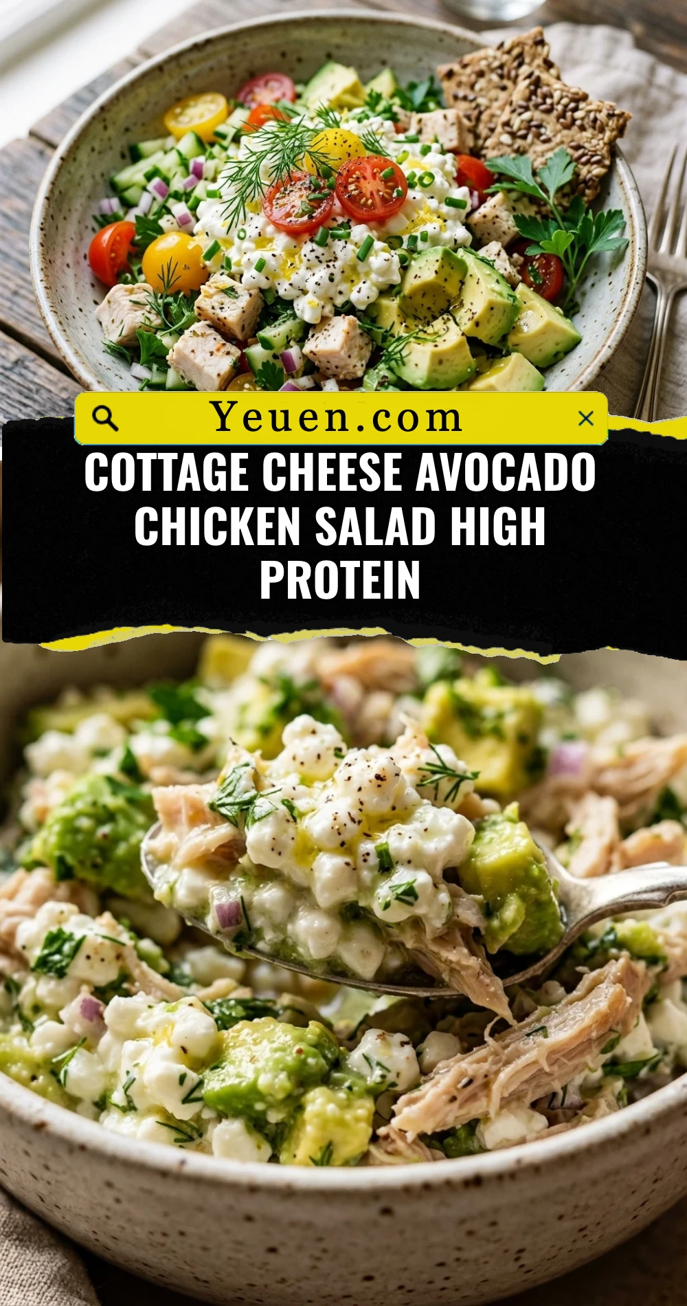 Cottage Cheese Avocado Chicken Salad High Protein