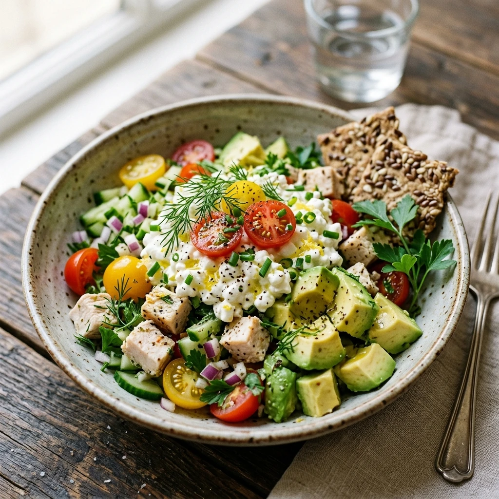 Cottage Cheese Avocado Chicken Salad High Protein