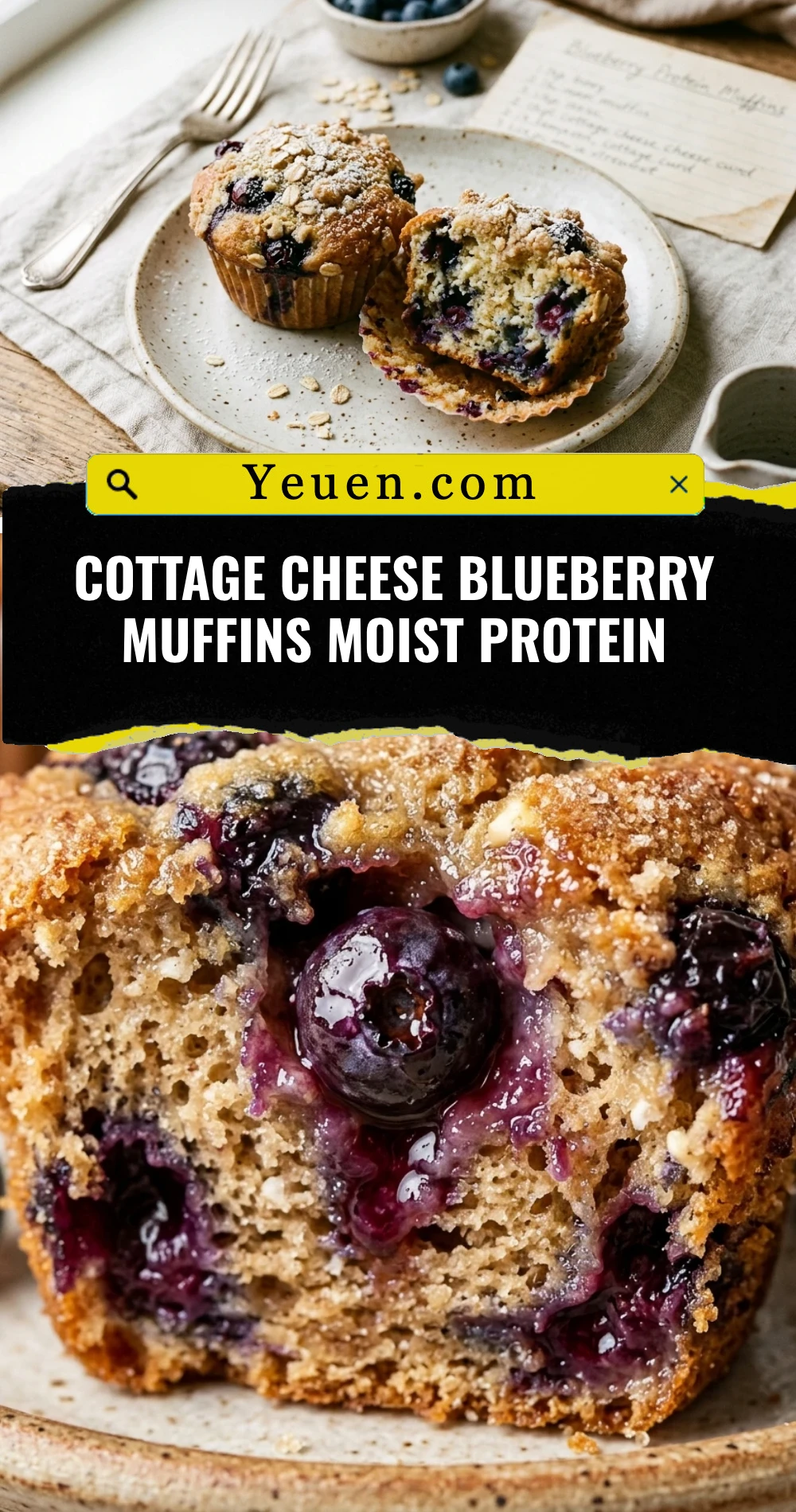 Cottage Cheese Blueberry Muffins Moist Protein