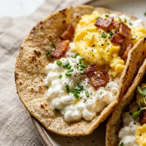 Cottage Cheese Breakfast Tacos High Protein 20g+ Easy 3 Ingredient