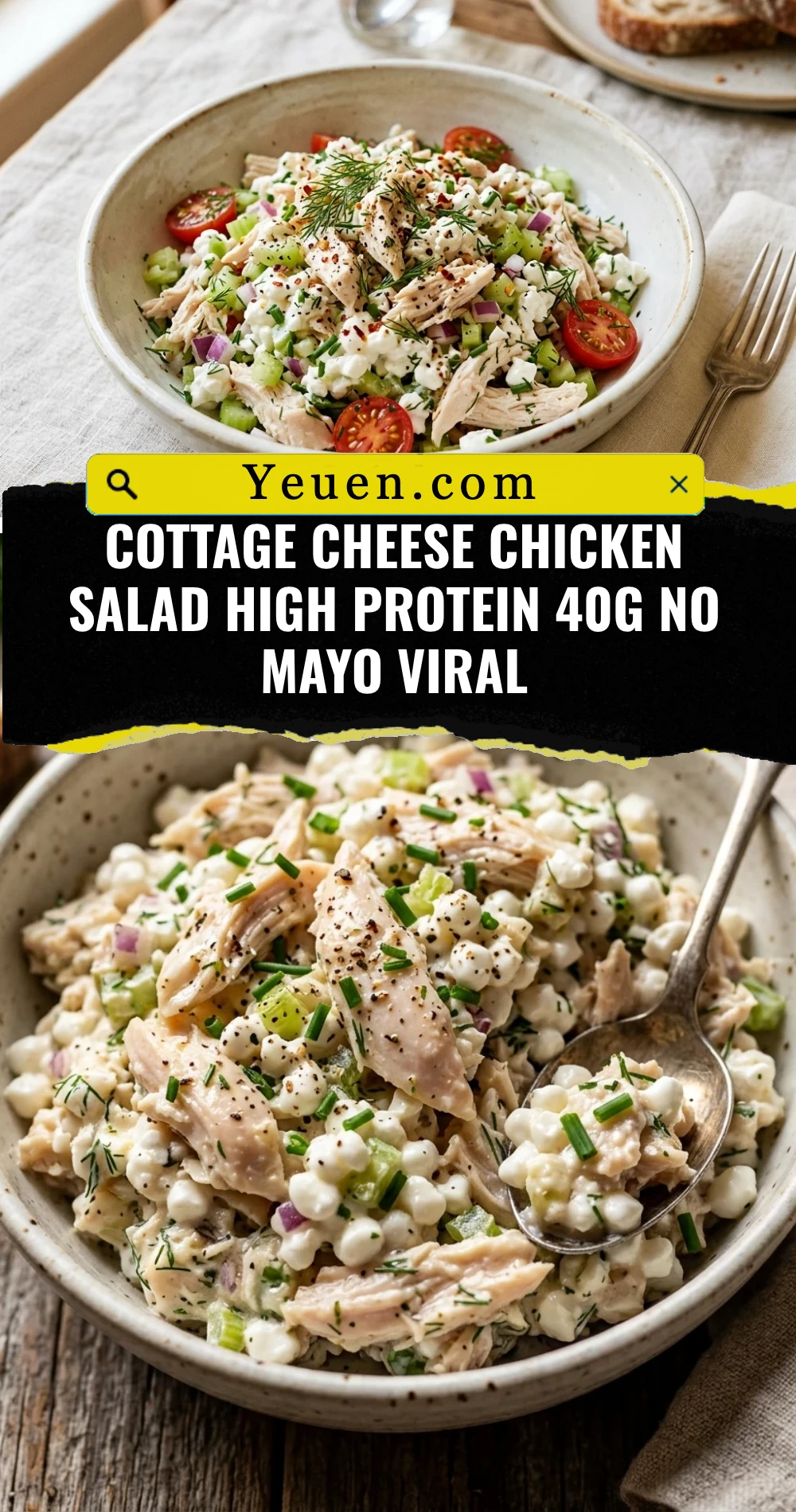 Cottage Cheese Chicken Salad High Protein 40g No Mayo Viral