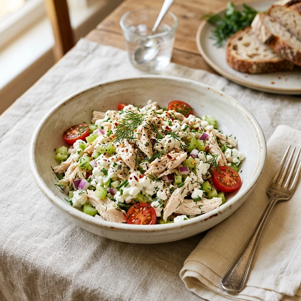 Cottage Cheese Chicken Salad High Protein 40g No Mayo Viral