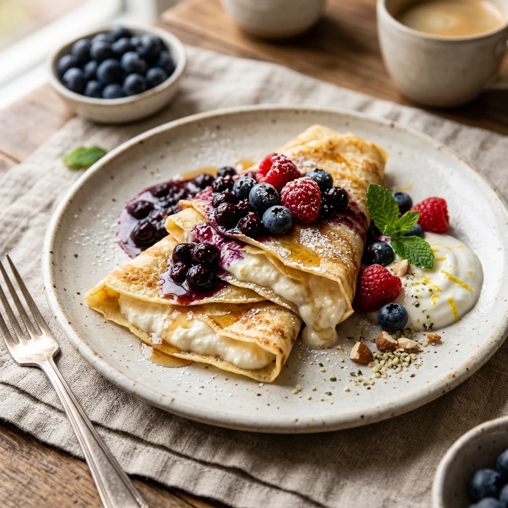 Cottage Cheese Crepes High Protein Thin