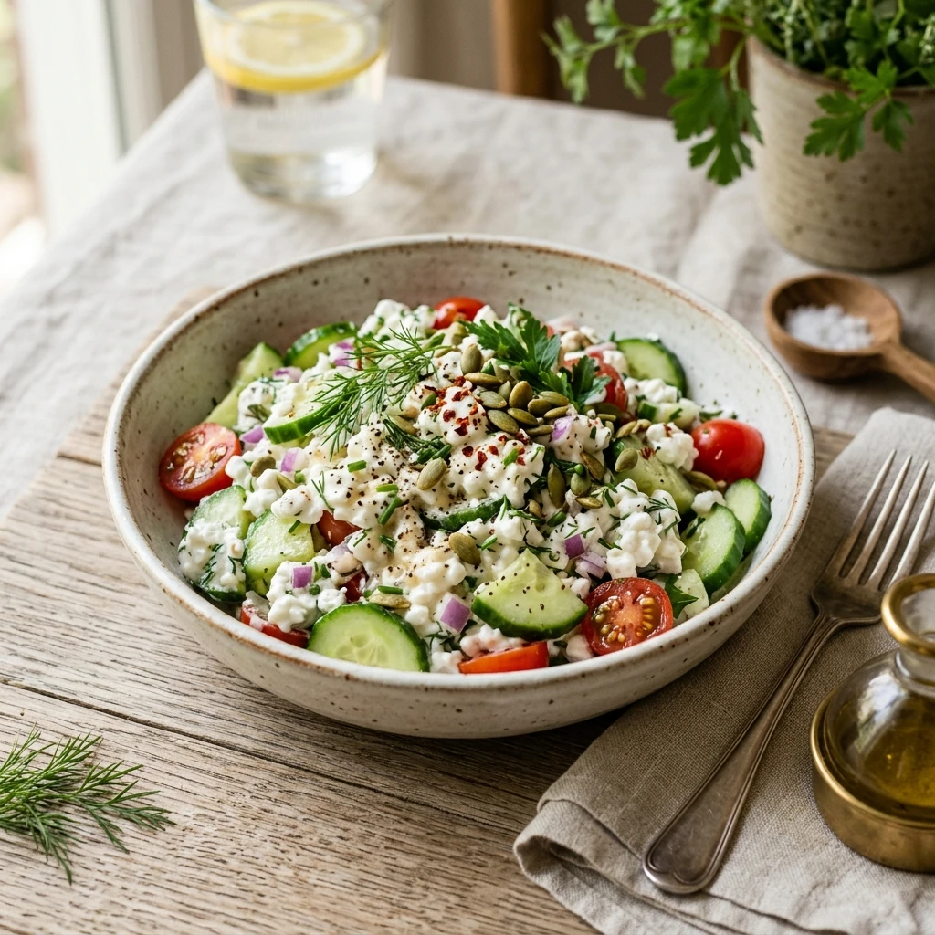Cottage Cheese Cucumber Salad High Protein Viral