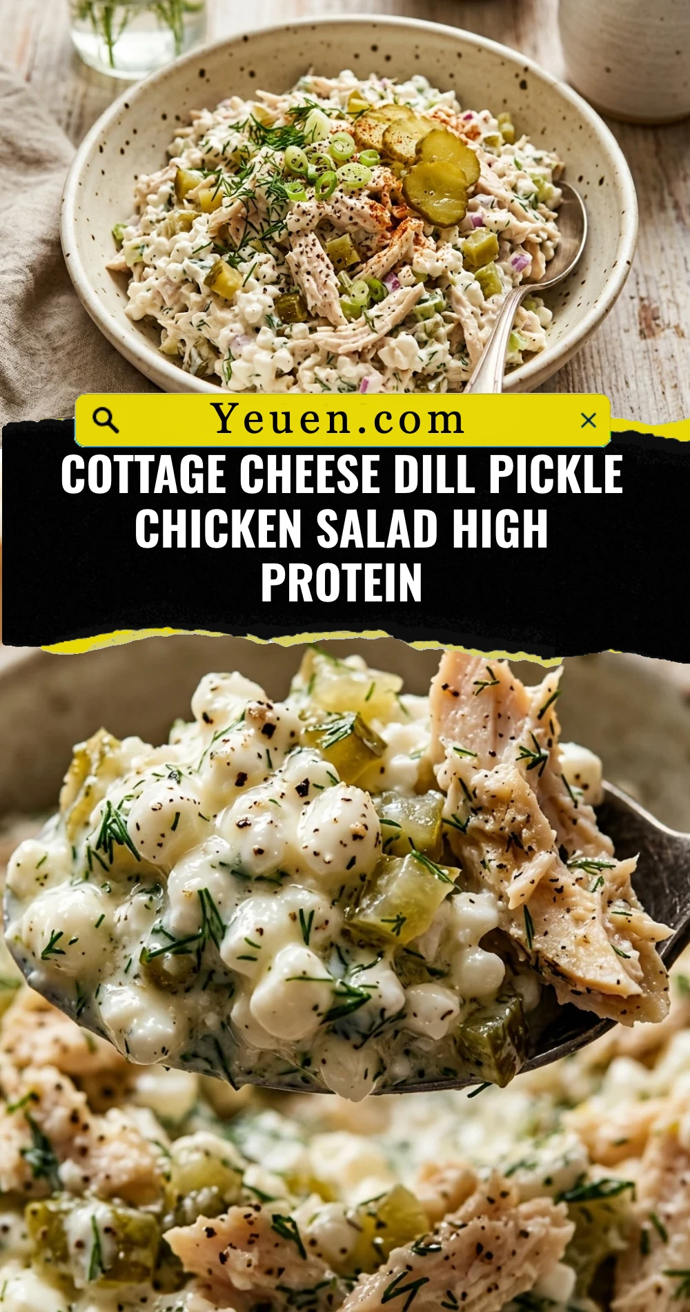 Cottage Cheese Dill Pickle Chicken Salad High Protein