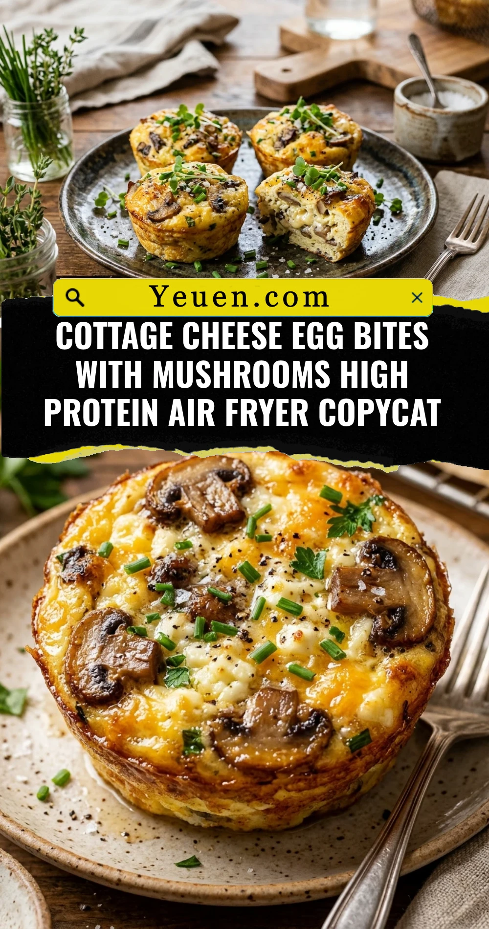 Cottage Cheese Egg Bites With Mushrooms High Protein Air Fryer Copycat
