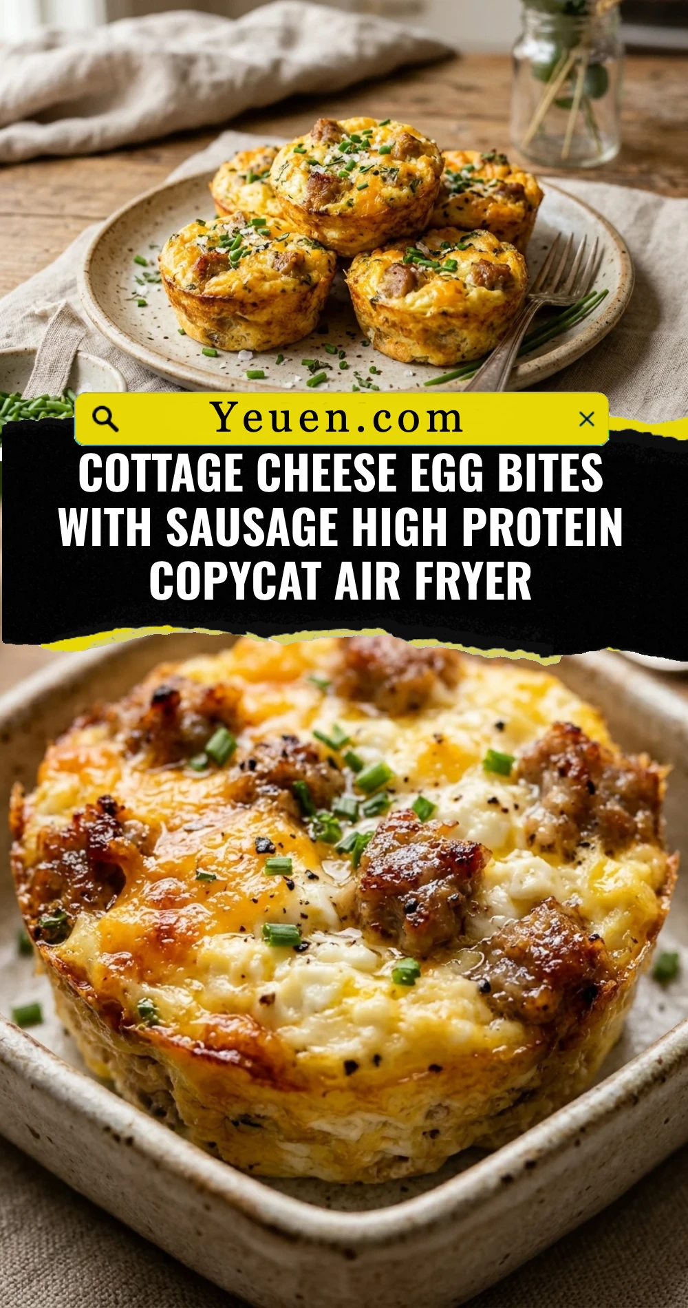 Cottage Cheese Egg Bites With Sausage High Protein Copycat Air Fryer