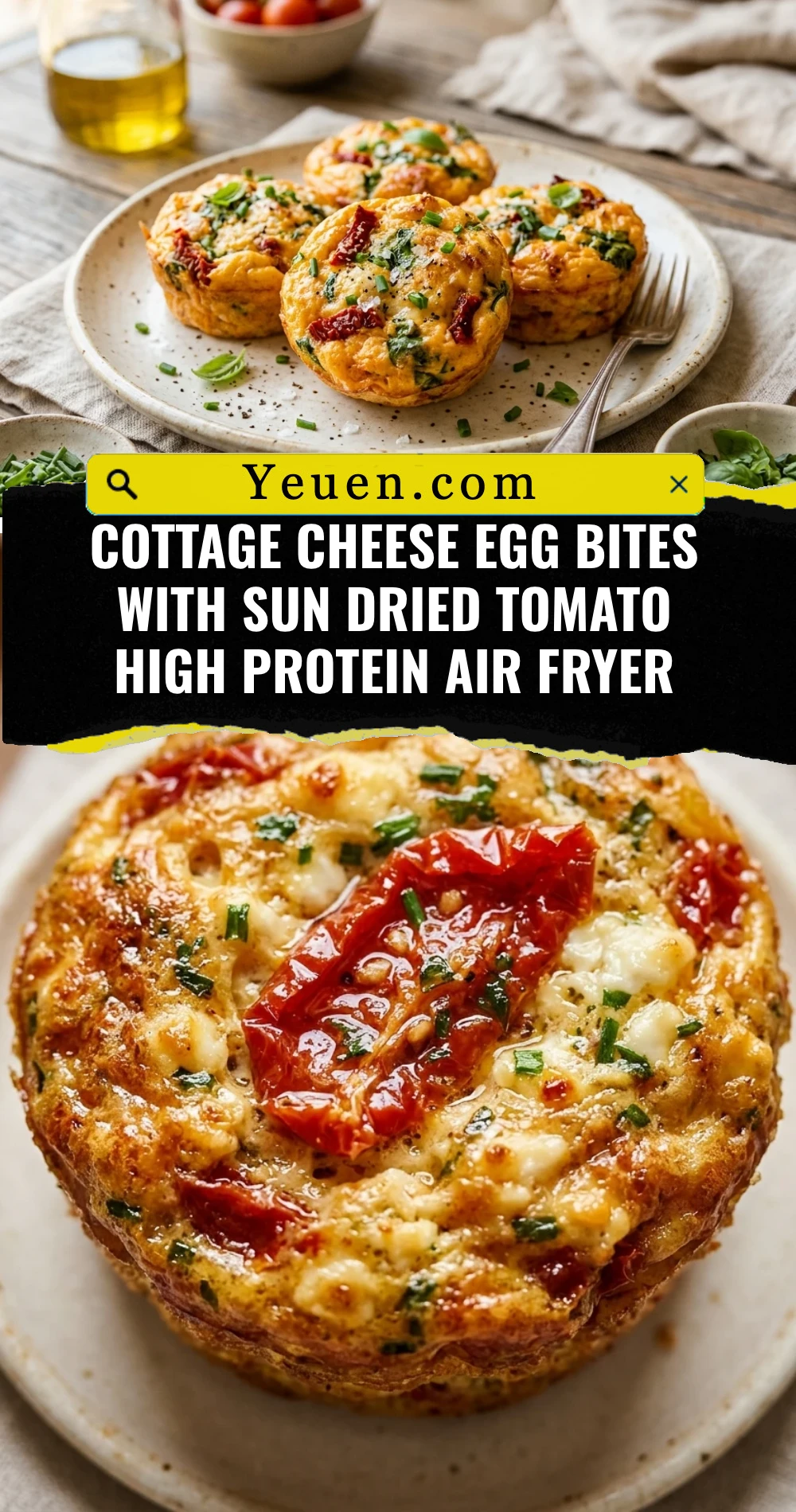 Cottage Cheese Egg Bites With Sun Dried Tomato High Protein Air Fryer