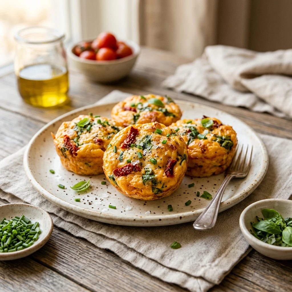 Cottage Cheese Egg Bites With Sun Dried Tomato High Protein Air Fryer