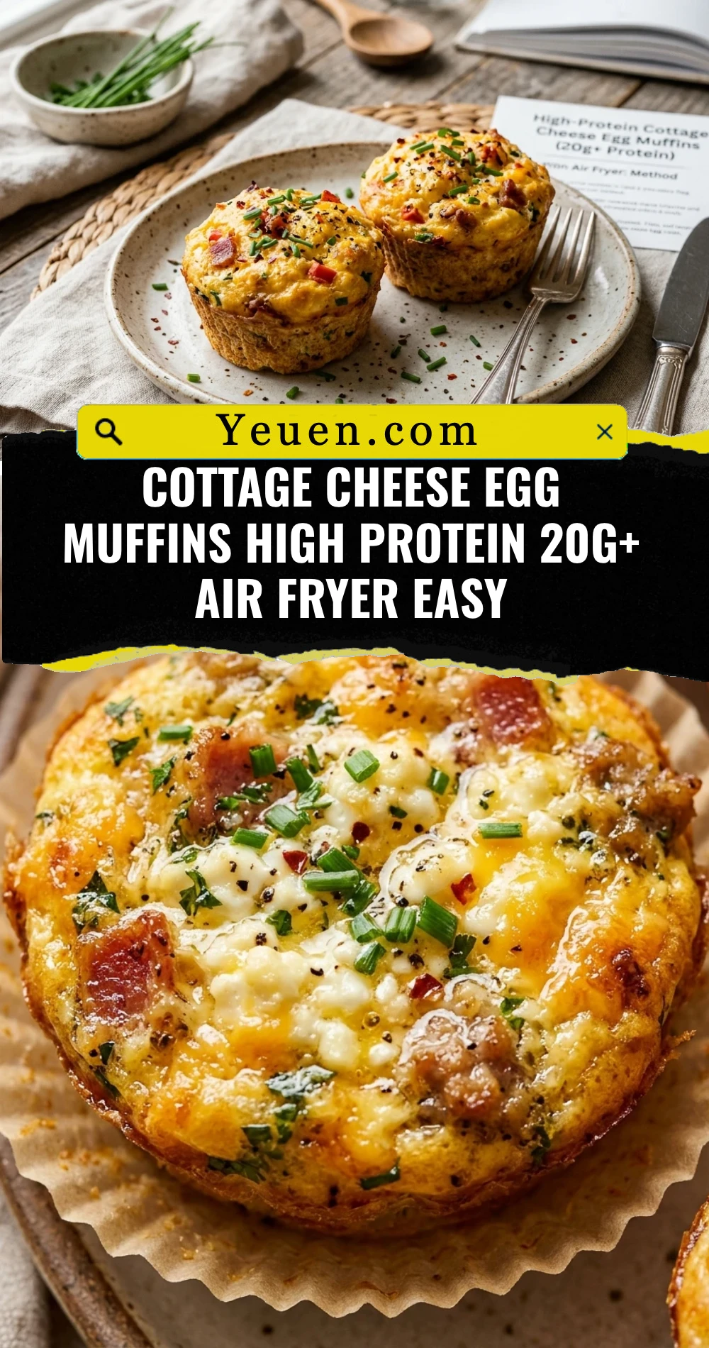Cottage Cheese Egg Muffins High Protein 20g+ Air Fryer Easy