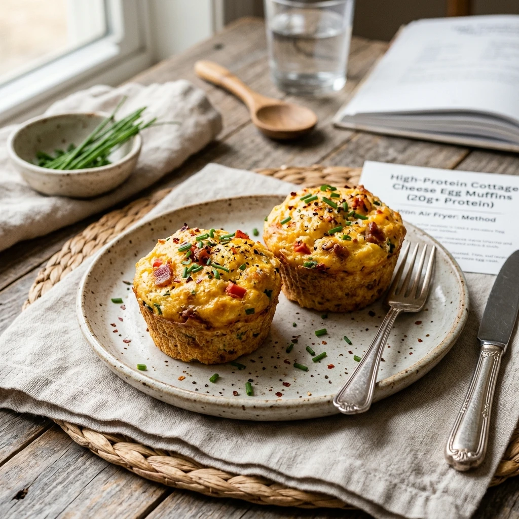 Cottage Cheese Egg Muffins High Protein 20g+ Air Fryer Easy