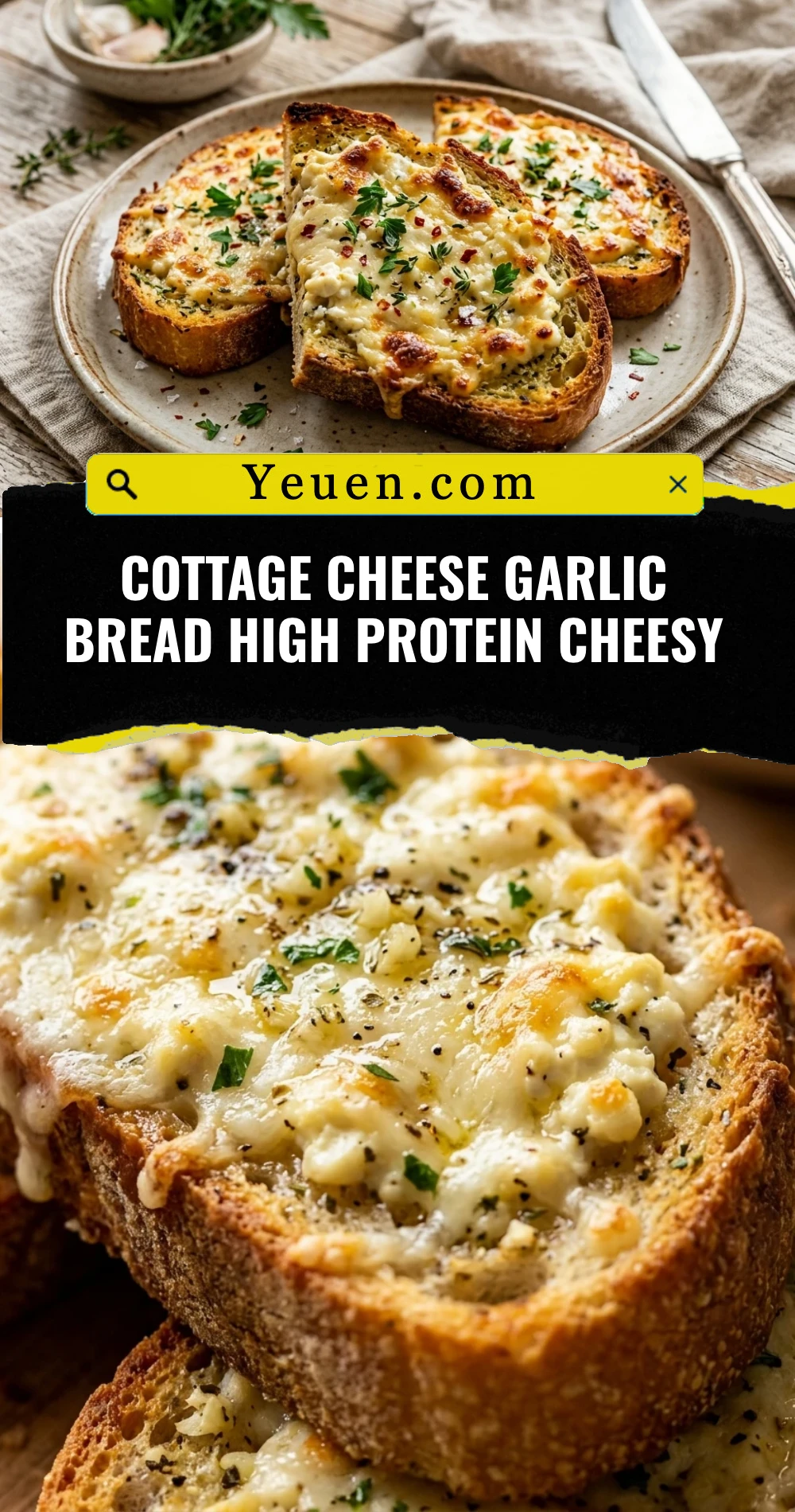 Cottage Cheese Garlic Bread High Protein Cheesy