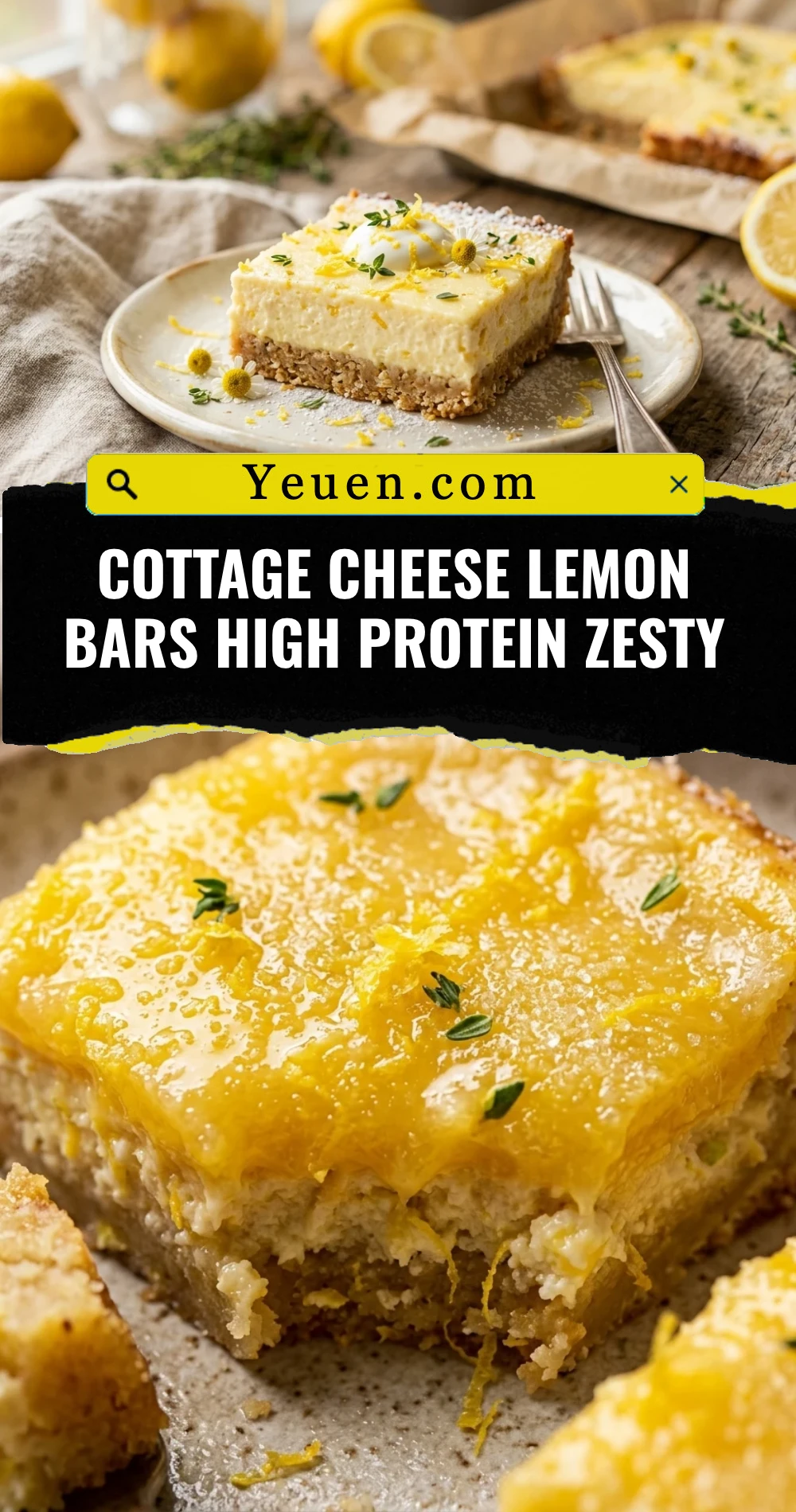 Cottage Cheese Lemon Bars High Protein Zesty