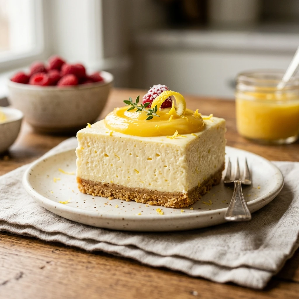 Cottage Cheese Lemon Cheesecake Bars No Bake