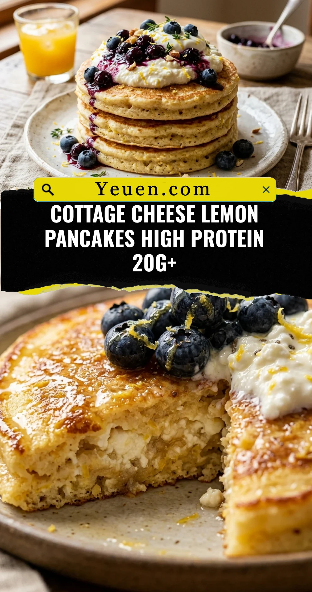 Cottage Cheese Lemon Pancakes High Protein 20g+