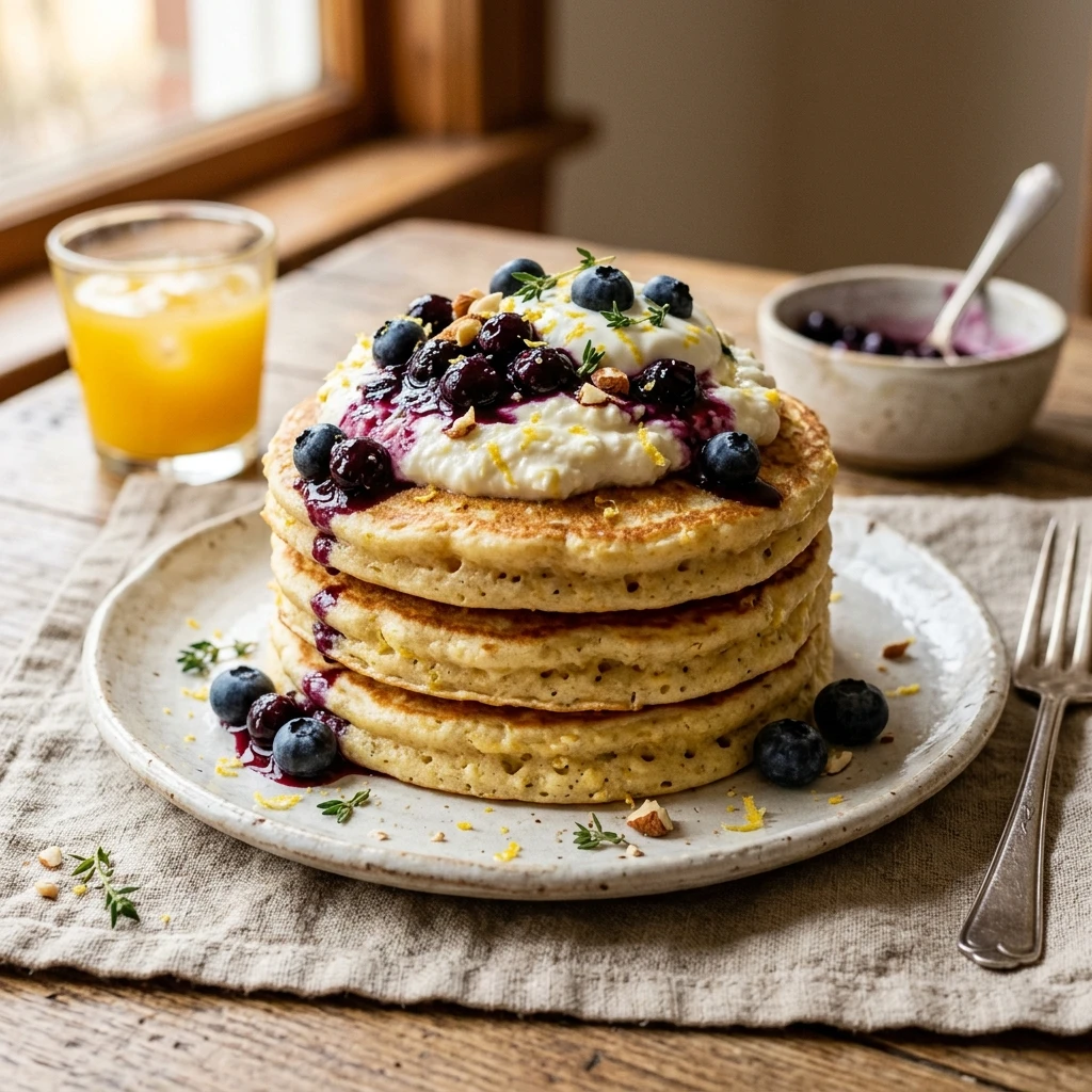 Cottage Cheese Lemon Pancakes High Protein 20g+