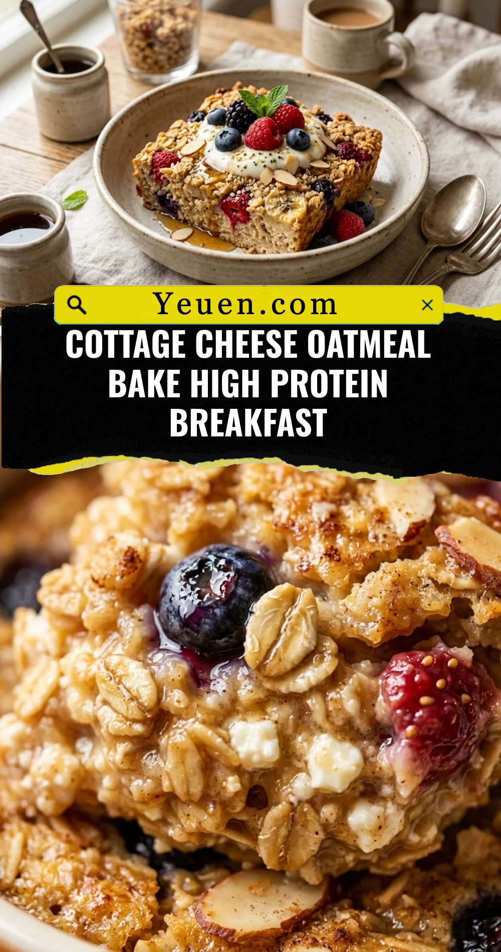 Cottage Cheese Oatmeal Bake High Protein Breakfast