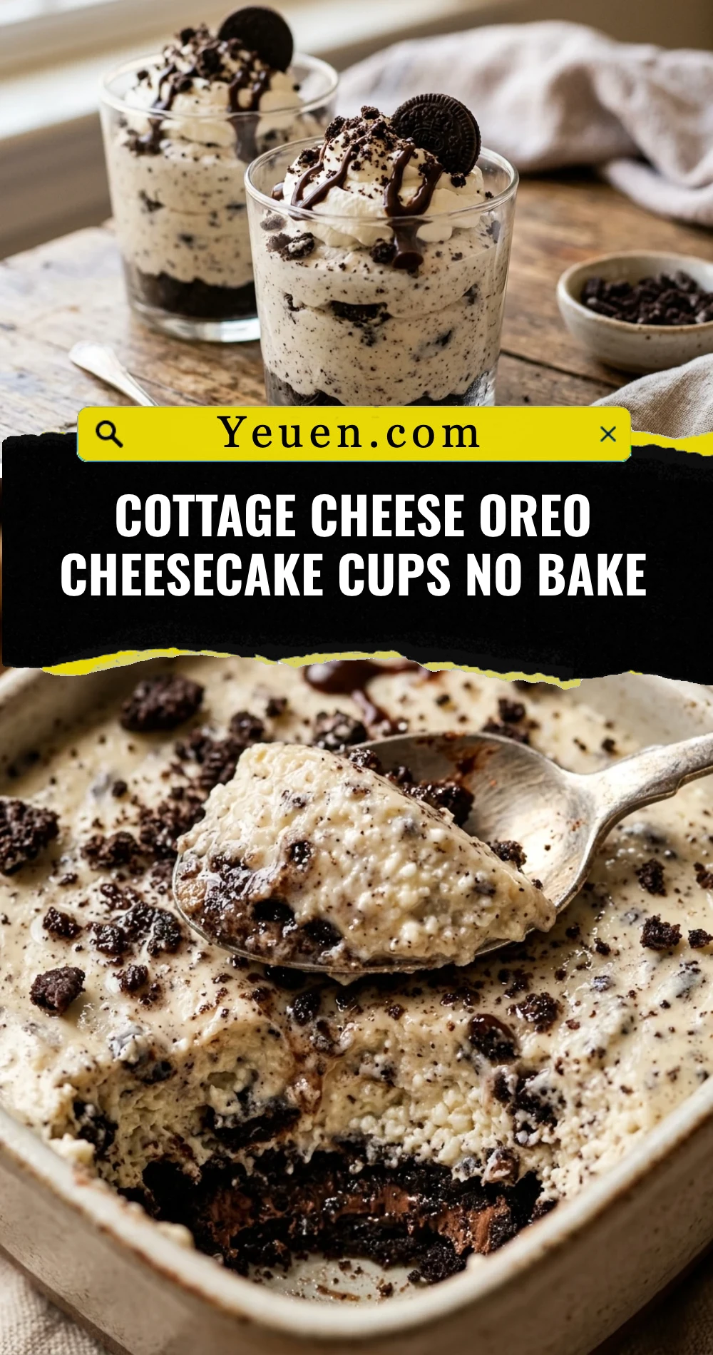 Cottage Cheese Oreo Cheesecake Cups No Bake