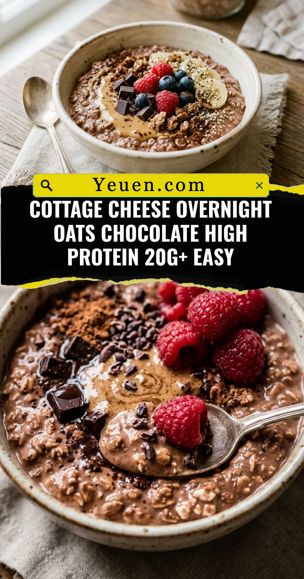 Cottage Cheese Overnight Oats Chocolate High Protein 20g+ Easy