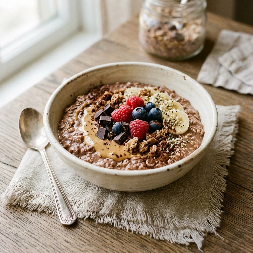 Cottage Cheese Overnight Oats Chocolate High Protein 20g+ Easy