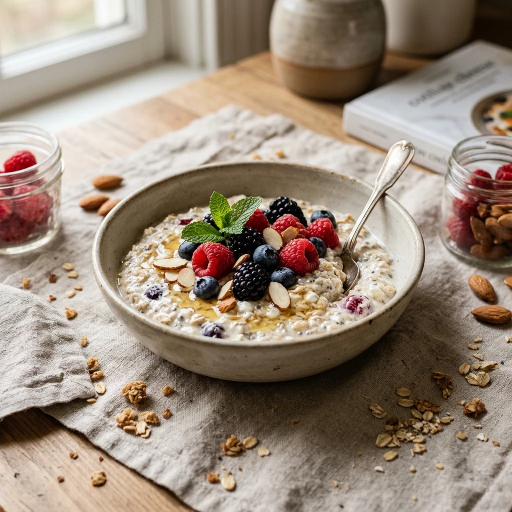 Cottage Cheese Overnight Oats With Berries High Protein 20g+ Easy