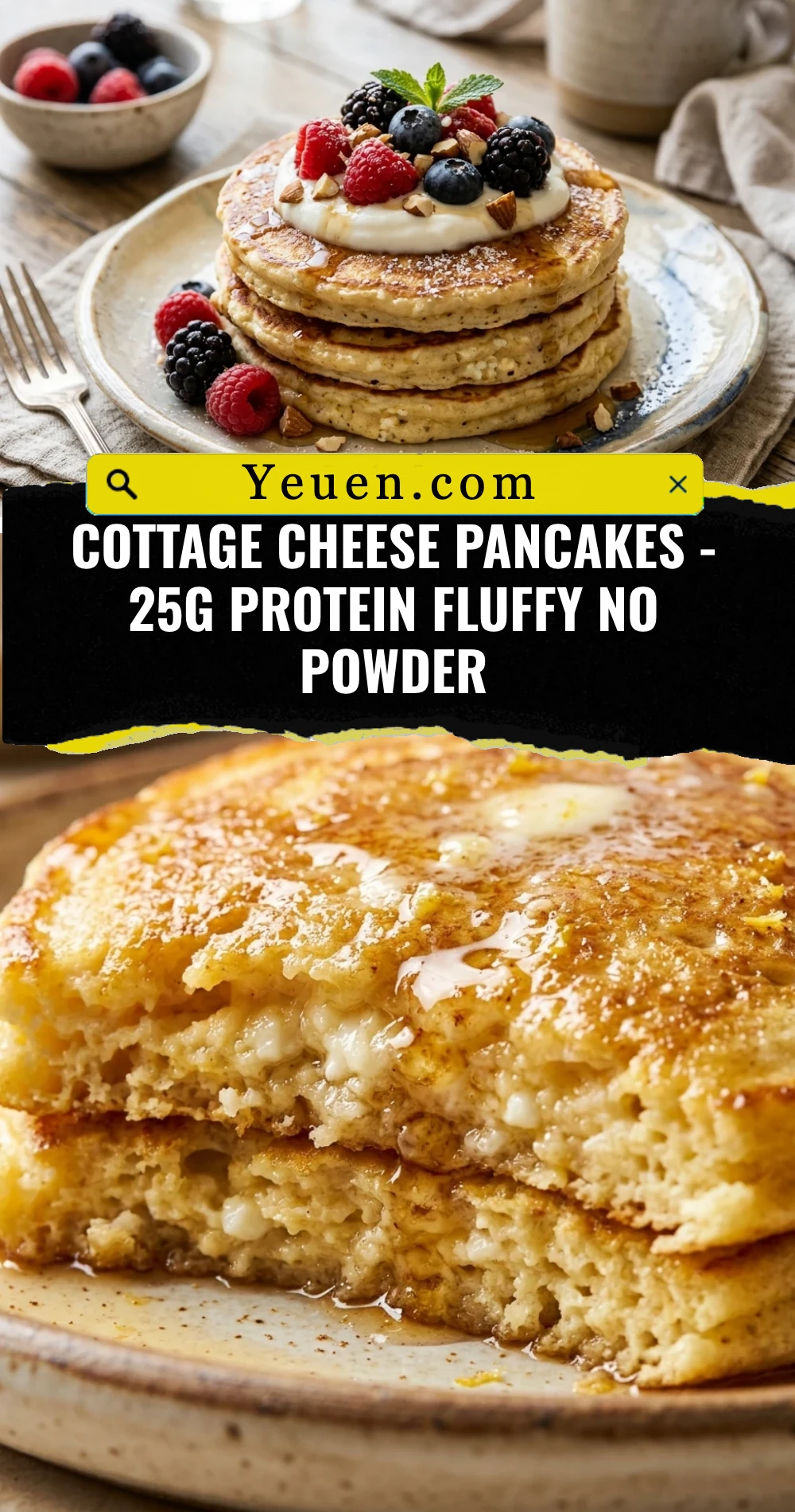 Cottage Cheese Pancakes - 25g Protein Fluffy No Powder
