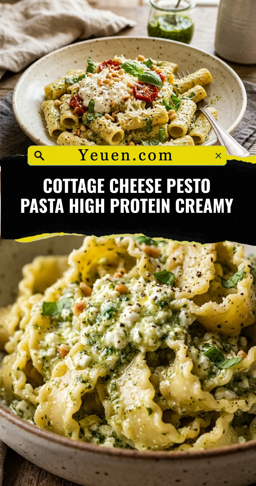 Cottage Cheese Pesto Pasta High Protein Creamy