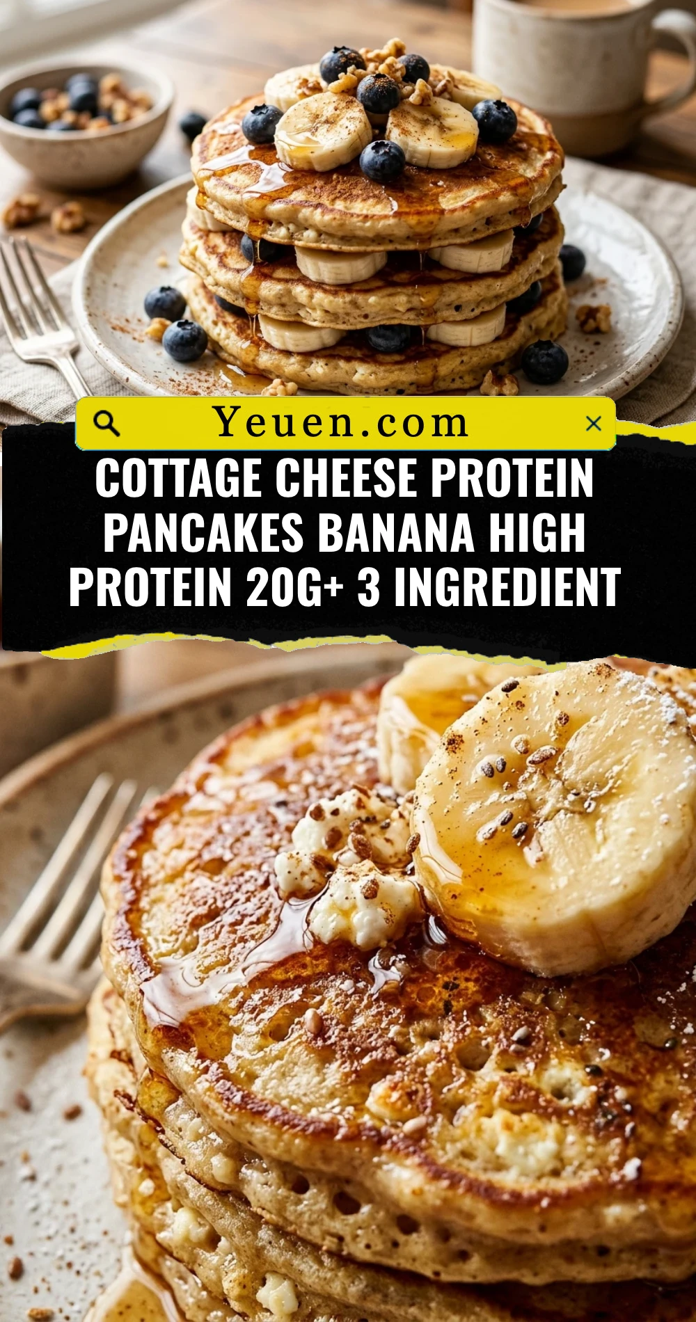 Cottage Cheese Protein Pancakes Banana High Protein 20g+ 3 Ingredient