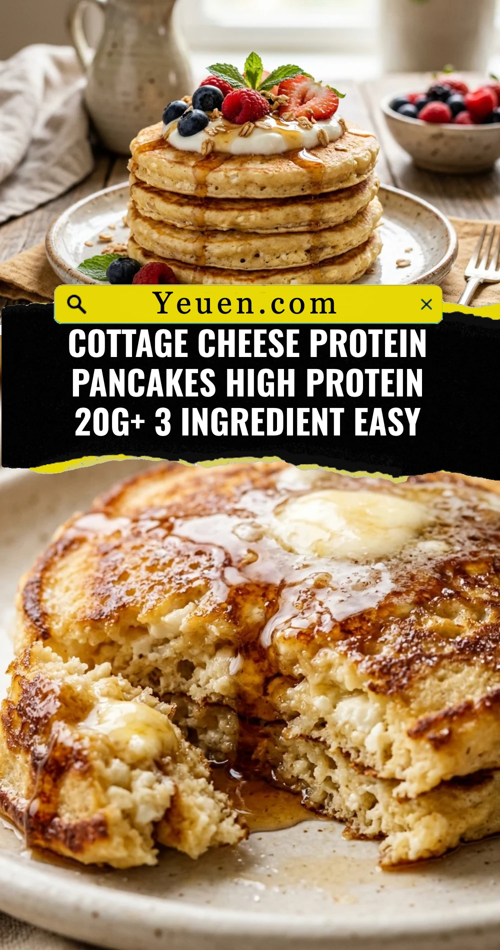 Cottage Cheese Protein Pancakes High Protein 20g+ 3 Ingredient Easy