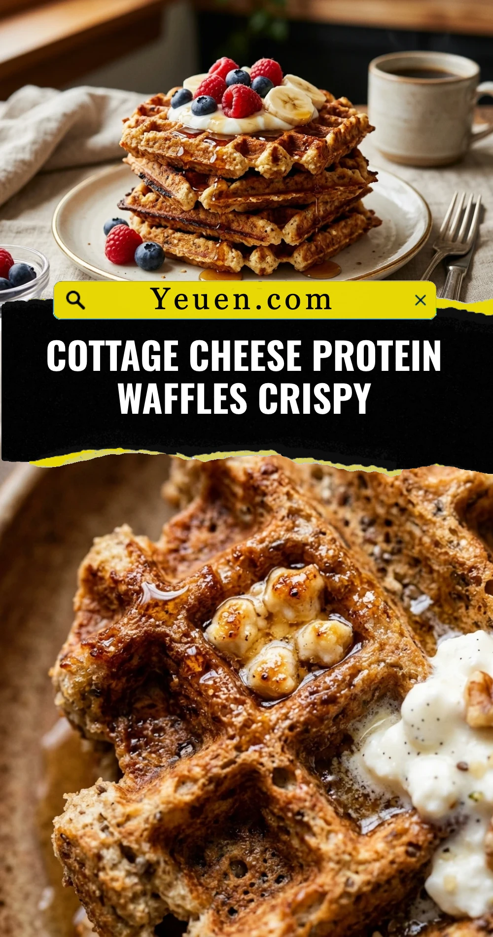 Cottage Cheese Protein Waffles Crispy