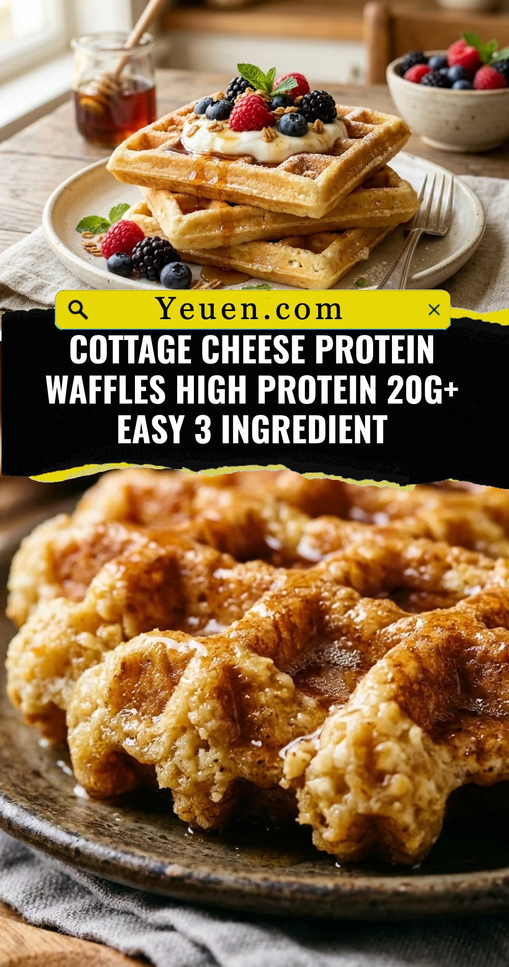 Cottage Cheese Protein Waffles High Protein 20g+ Easy 3 Ingredient