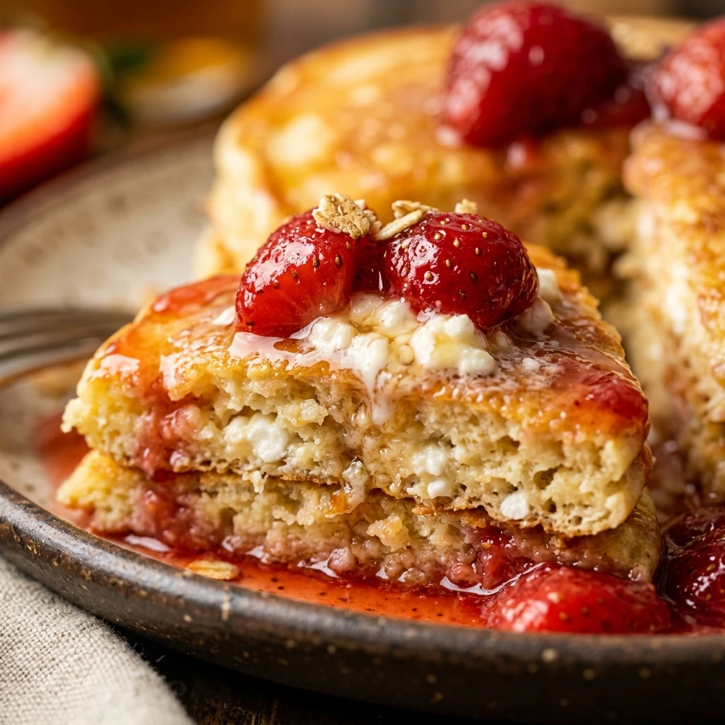 Cottage Cheese Strawberry Pancakes High Protein 20g+
