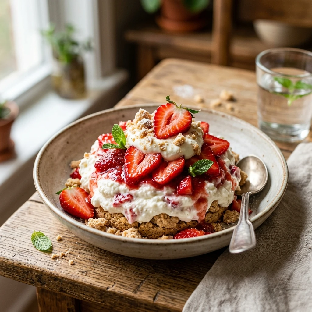 Cottage Cheese Strawberry Shortcake High Protein