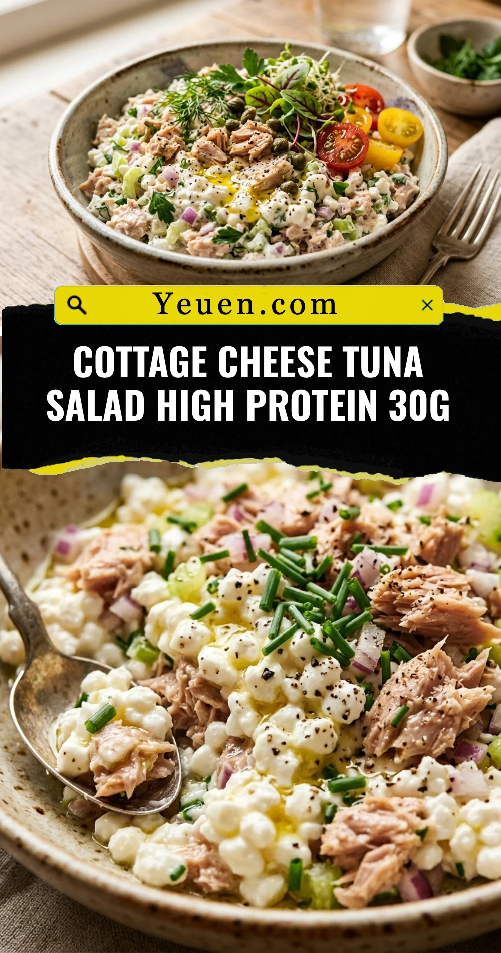 Cottage Cheese Tuna Salad High Protein 30g