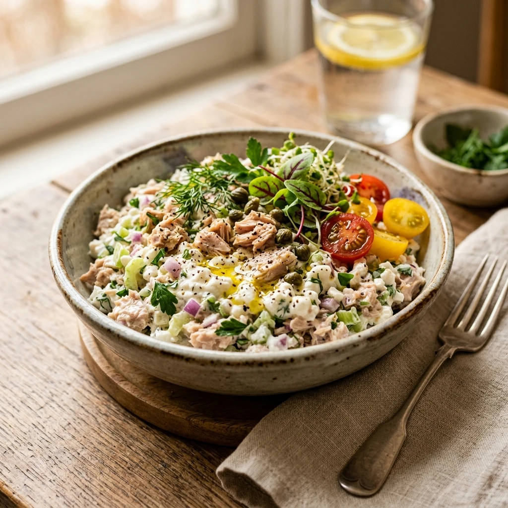 Cottage Cheese Tuna Salad High Protein 30g