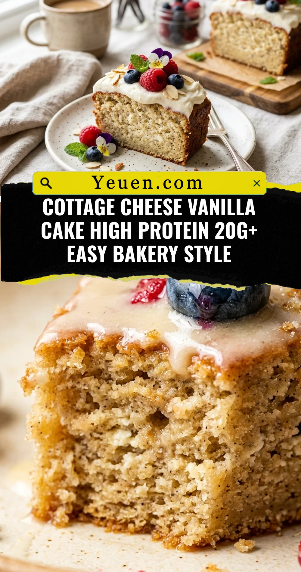 Cottage Cheese Vanilla Cake High Protein 20g+ Easy Bakery Style