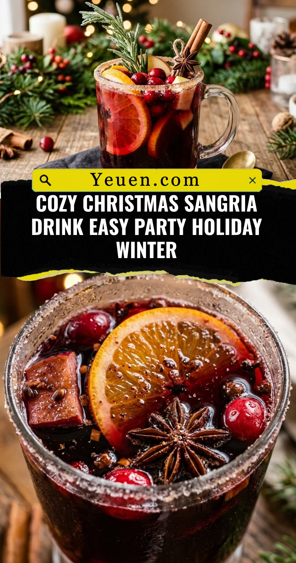 Cozy Christmas Sangria Drink Easy Party Holiday Winter