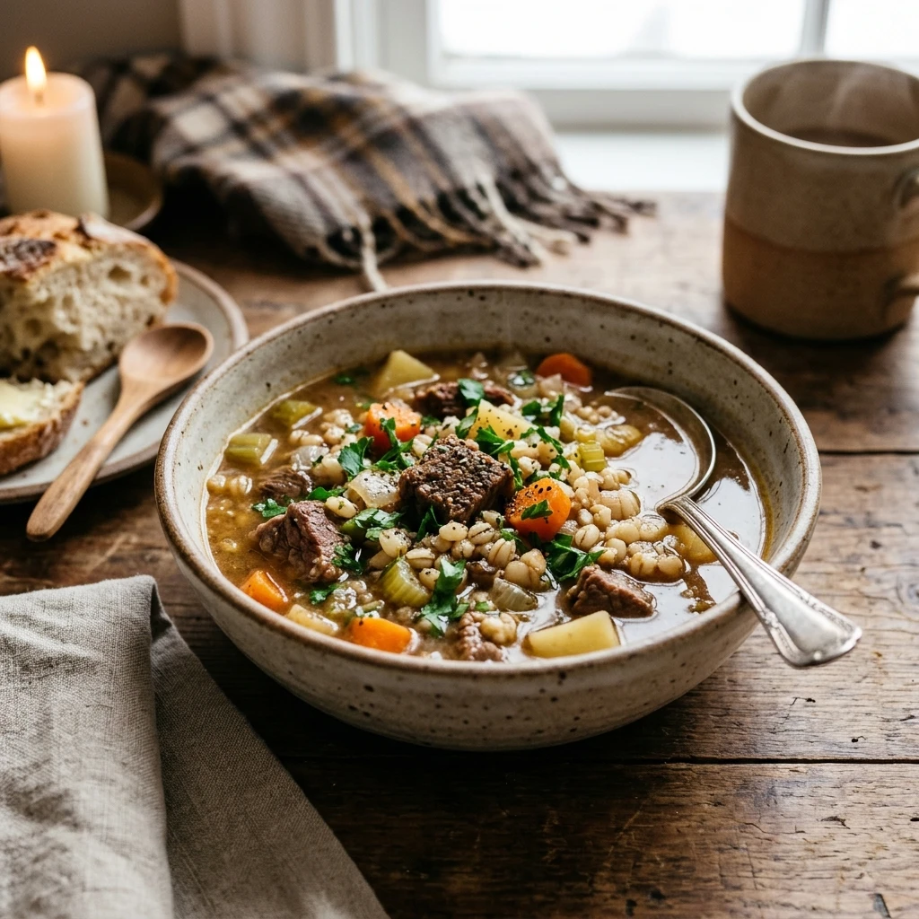 Cozy Winter Beef Barley Soup Easy Healthy One Pot Family Budget