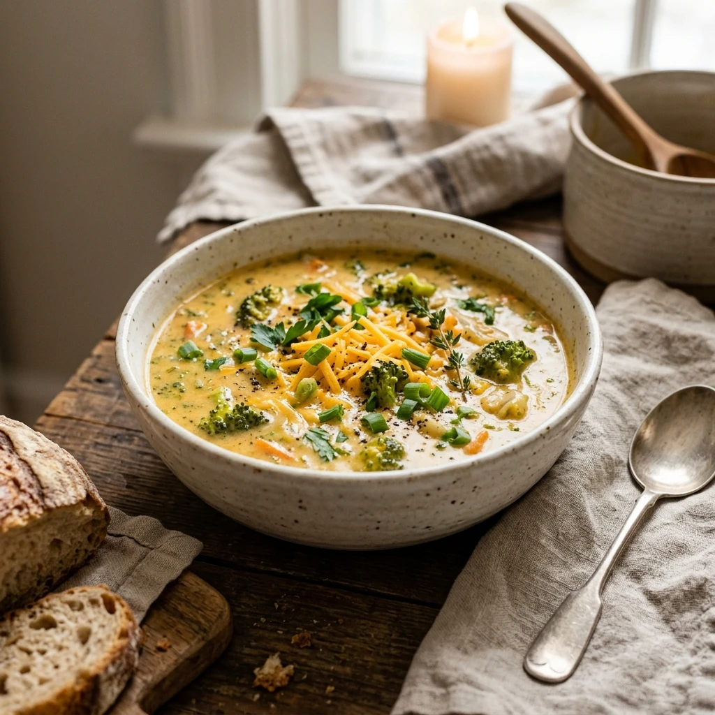 Cozy Winter Broccoli Cheddar Soup One Pot Easy Healthy Family Budget