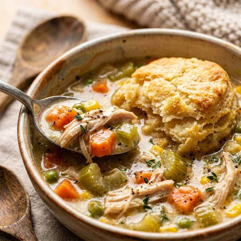 Cozy Winter Crockpot Chicken Pot Pie Soup With Biscuits