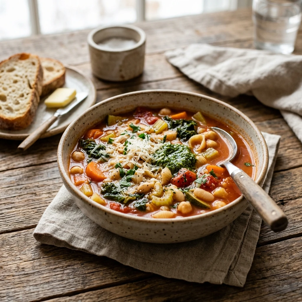 Cozy Winter Minestrone Soup Easy Healthy One Pot Family Budget