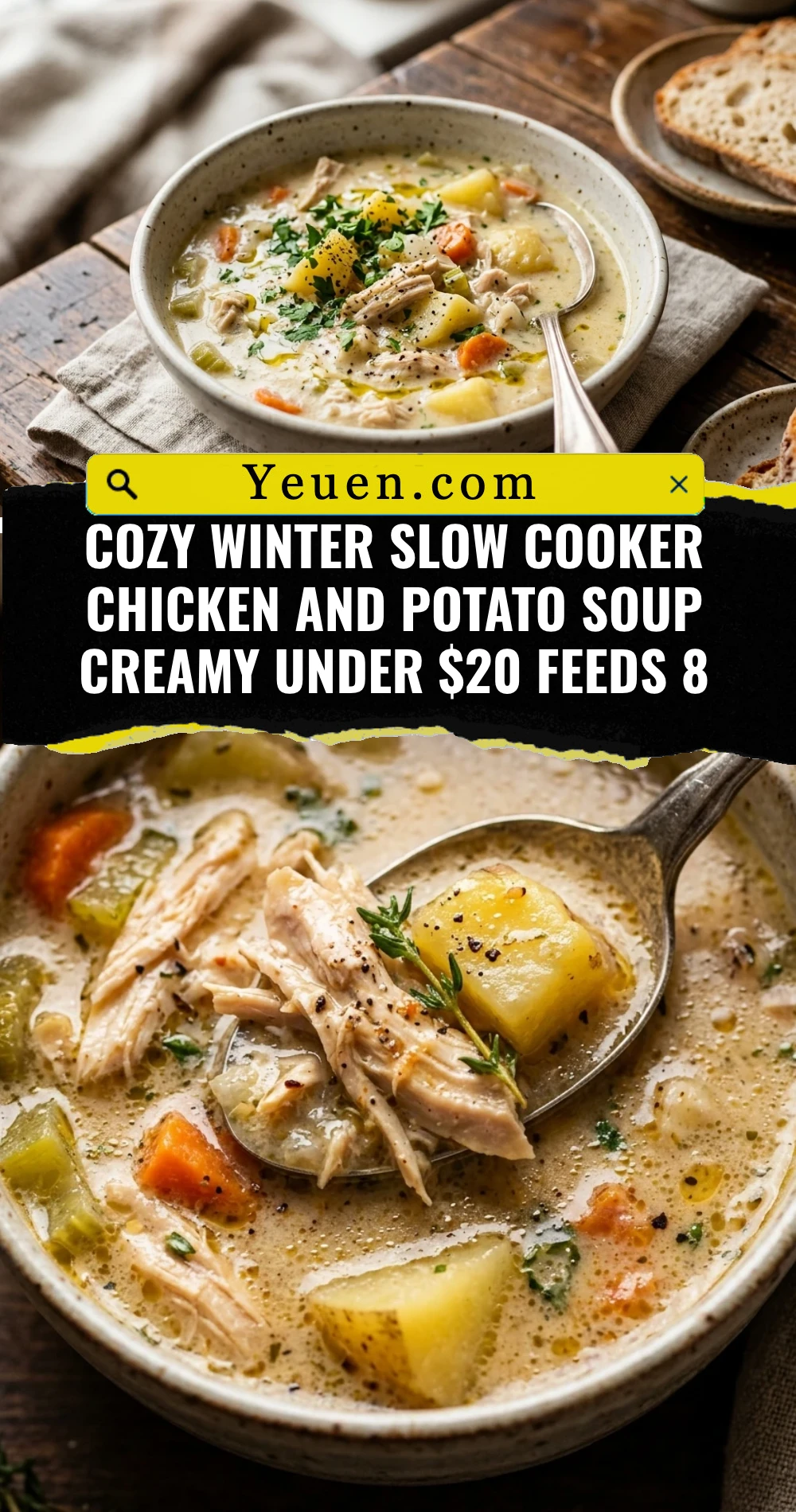 Cozy Winter Slow Cooker Chicken And Potato Soup Creamy Under $20 Feeds 8
