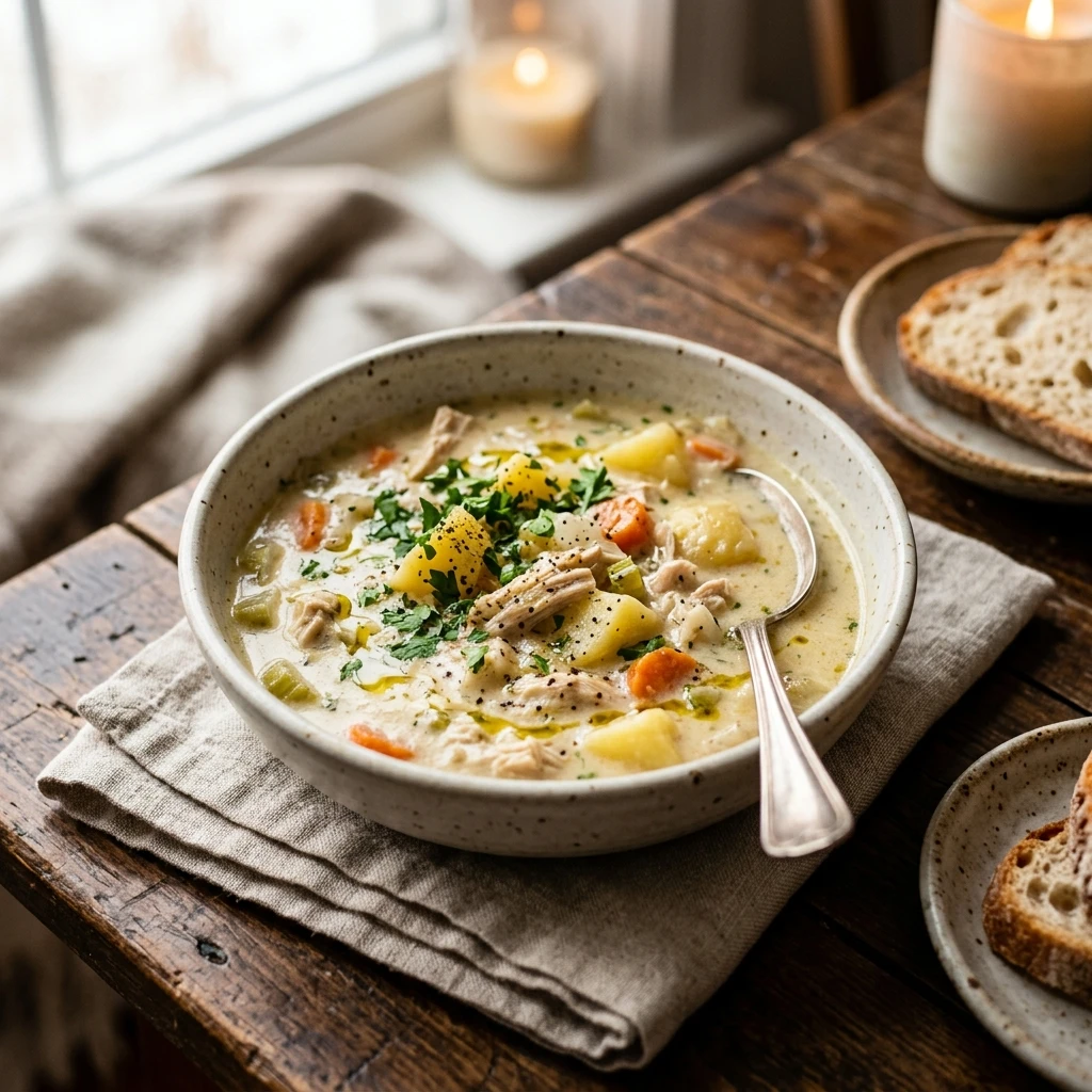 Cozy Winter Slow Cooker Chicken And Potato Soup Creamy Under $20 Feeds 8
