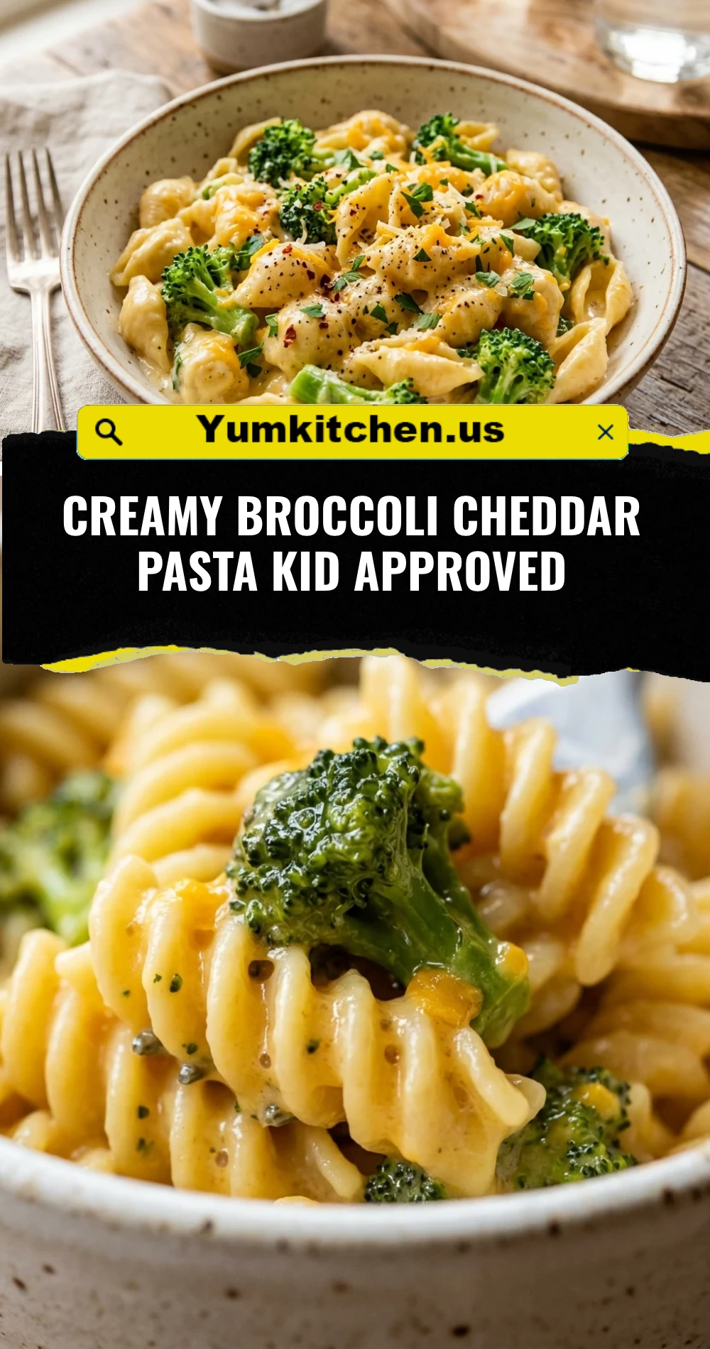 Creamy Broccoli Cheddar Pasta Kid Approved