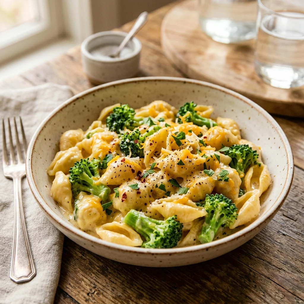 Creamy Broccoli Cheddar Pasta Kid Approved