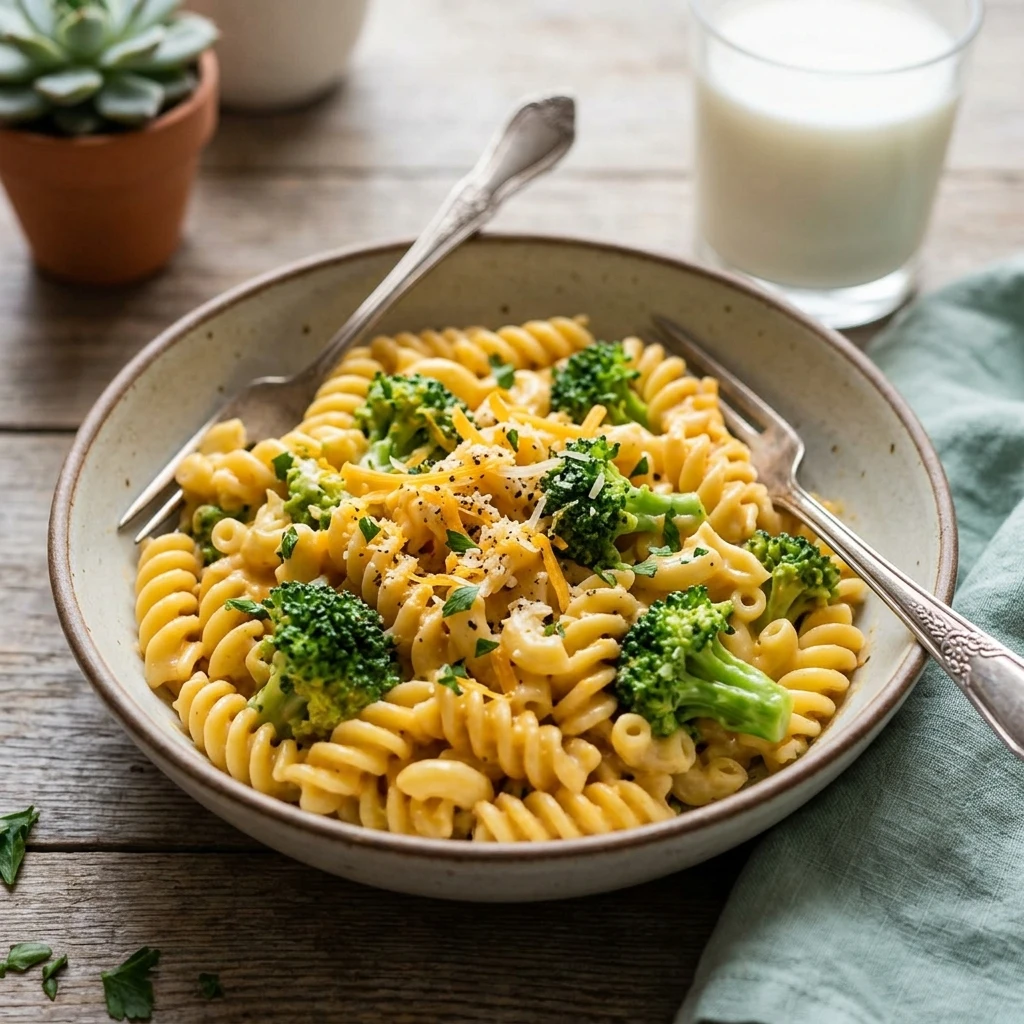 Creamy Broccoli Cheddar Pasta Kid Approved