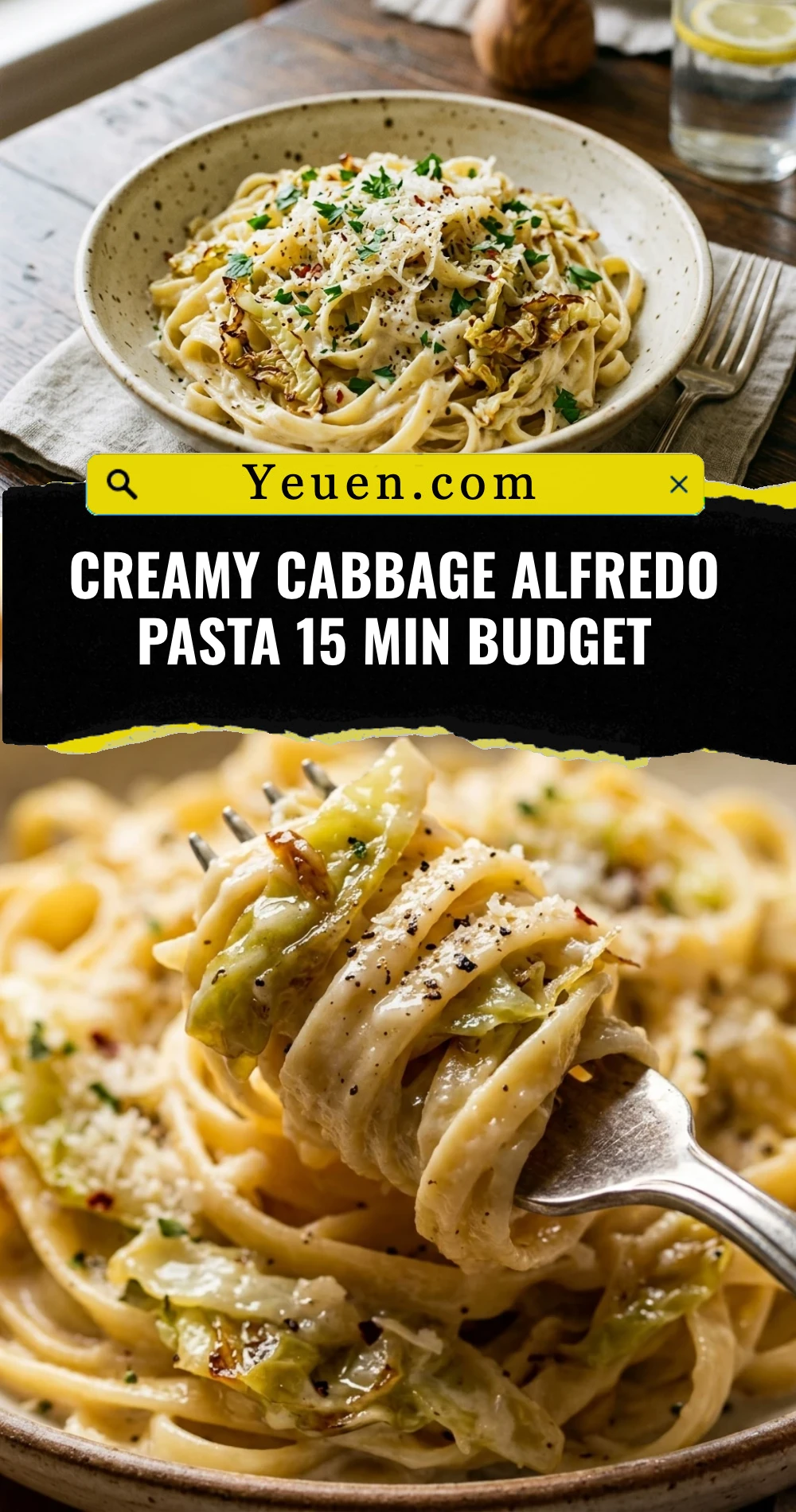 Creamy Cabbage Alfredo Pasta 15 Min Budget